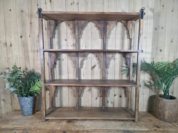 Vintage Reclaimed Indian Solid Wooded Arched Temple Wall Display Shelf Shelves