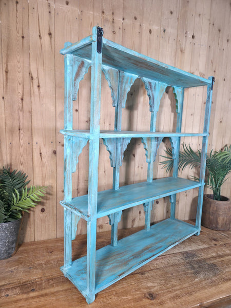 Vintage Reclaimed Indian Solid Wooded Arched Temple Wall Display Shelf Shelves
