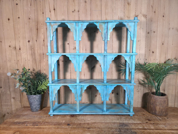 Vintage Reclaimed Indian Solid Wooded Arched Temple Wall Display Shelf Shelves
