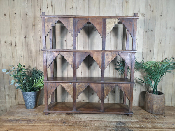 Vintage Reclaimed Indian Solid Wooded Arched Temple Wall Display Shelf Shelves