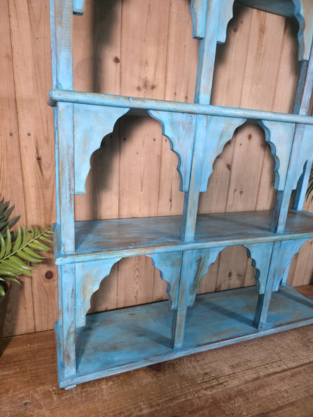 Vintage Reclaimed Indian Solid Wooded Arched Temple Wall Display Shelf Shelves