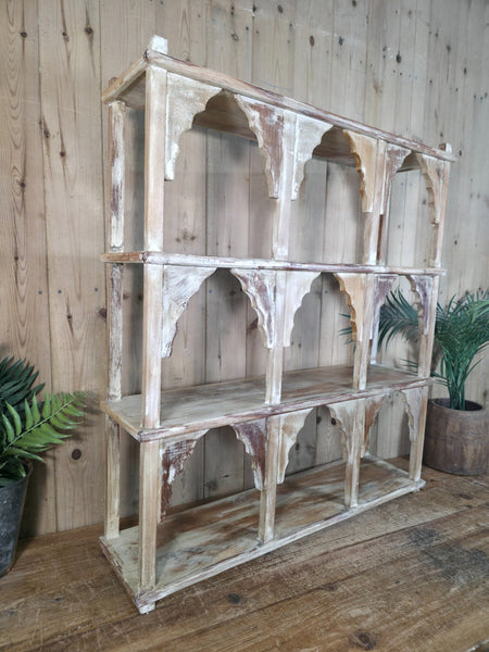 Vintage Reclaimed Indian Solid Wooded Arched Temple Wall Display Shelf Shelves