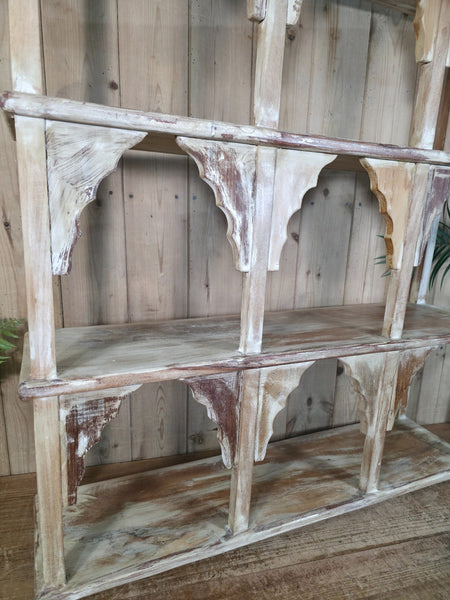 Vintage Reclaimed Indian Solid Wooded Arched Temple Wall Display Shelf Shelves