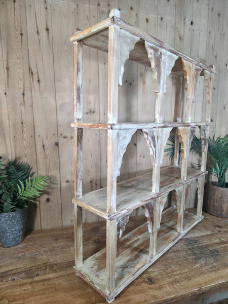 Vintage Reclaimed Indian Solid Wooded Arched Temple Wall Display Shelf Shelves