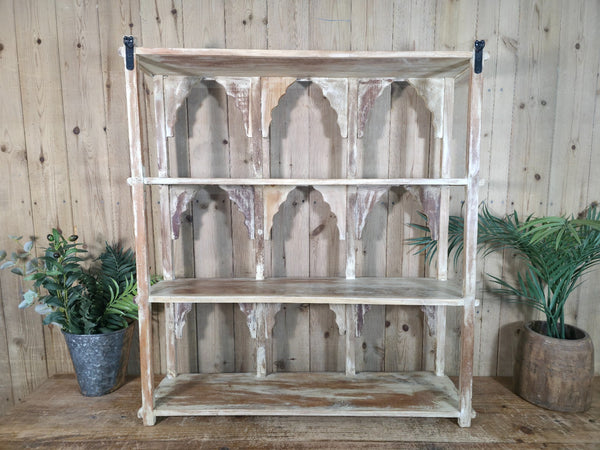 Vintage Reclaimed Indian Solid Wooded Arched Temple Wall Display Shelf Shelves