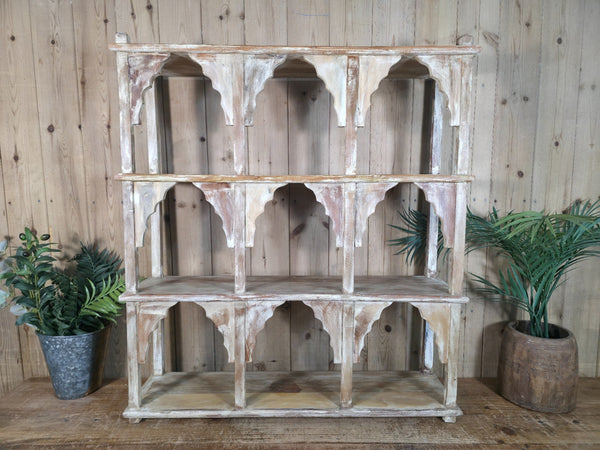 Vintage Reclaimed Indian Solid Wooded Arched Temple Wall Display Shelf Shelves
