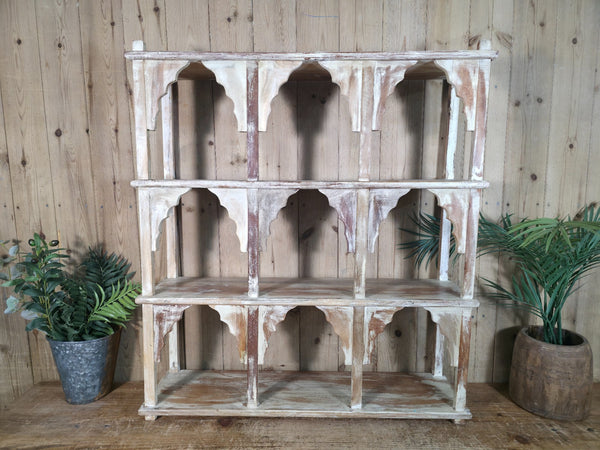 Vintage Reclaimed Indian Solid Wooded Arched Temple Wall Display Shelf Shelves