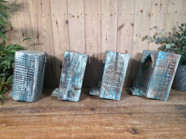 Vintage Rustic Reclaimed Indian Wooden Arched Temple Shelf Wall Display Shelves