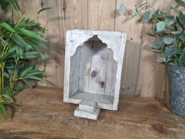 Vintage Rustic Reclaimed Indian Wooden Arched Temple Shelf Wall Display Shelves