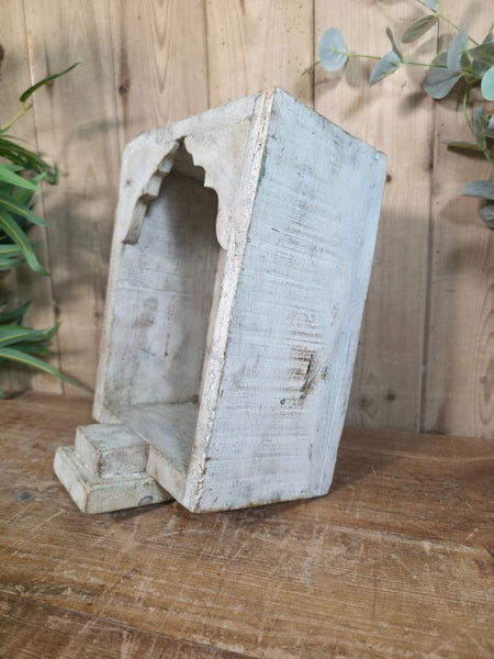 Vintage Rustic Reclaimed Indian Wooden Arched Temple Shelf Wall Display Shelves