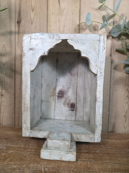 Vintage Rustic Reclaimed Indian Wooden Arched Temple Shelf Wall Display Shelves