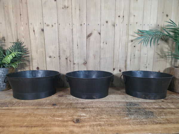 Reclaimed Rustic Hand Made Metal Oval Baby Bath Herb Planter Plant Pot