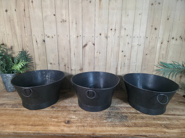 Reclaimed Rustic Hand Made Metal Oval Baby Bath Herb Planter Plant Pot