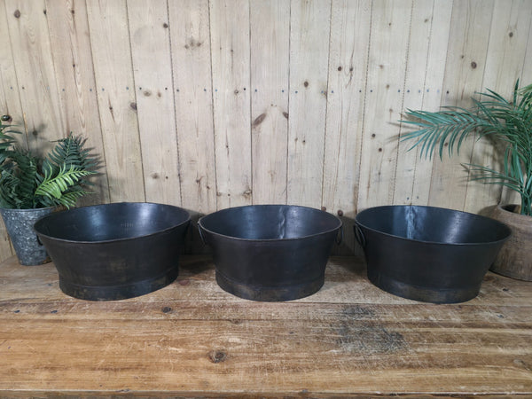 Reclaimed Rustic Hand Made Metal Oval Baby Bath Herb Planter Plant Pot