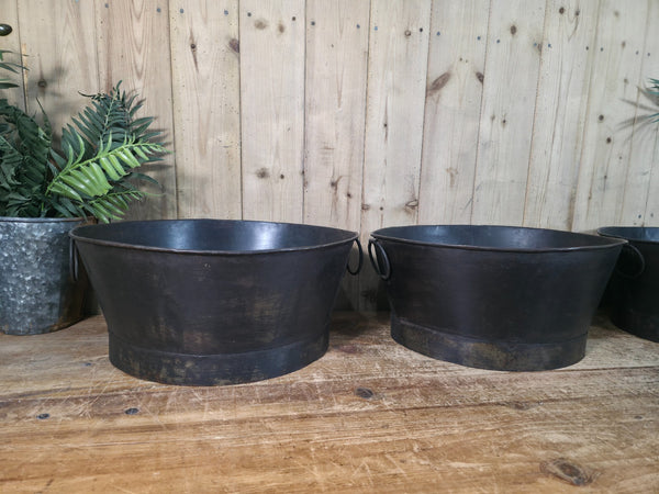 Reclaimed Rustic Hand Made Metal Oval Baby Bath Herb Planter Plant Pot