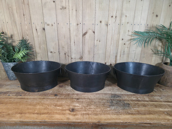 Reclaimed Rustic Hand Made Metal Oval Baby Bath Herb Planter Plant Pot
