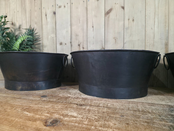 Reclaimed Rustic Hand Made Metal Oval Baby Bath Herb Planter Plant Pot
