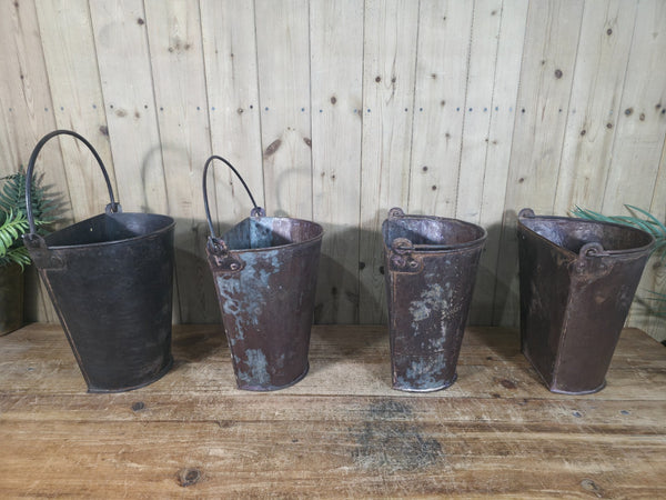 Rustic Reclaimed Metal Wall Hanging Half Bucket Garden Herb Planter Pot