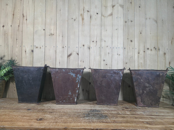 Rustic Reclaimed Metal Wall Hanging Half Bucket Garden Herb Planter Pot