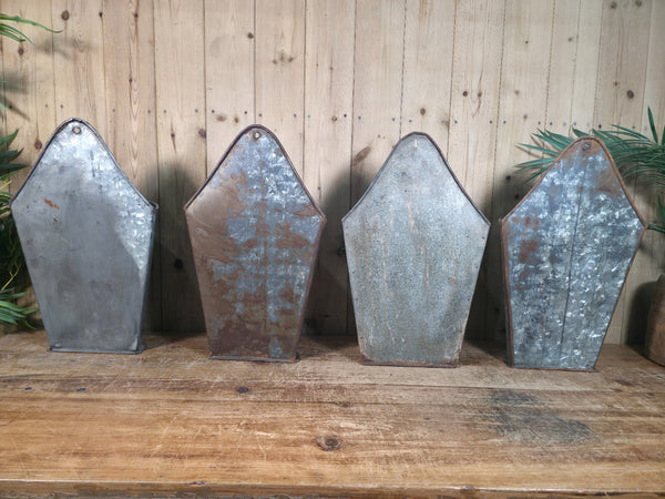 Rustic Vintage Metal Galvanised Wall Hanging Half Bucket  Garden Herb Planter