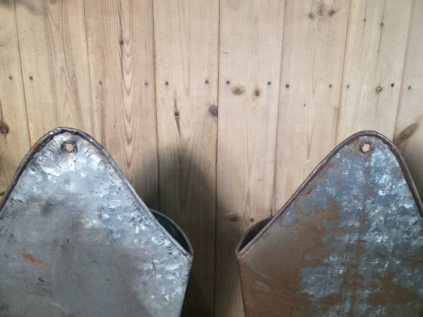 Rustic Vintage Metal Galvanised Wall Hanging Half Bucket  Garden Herb Planter