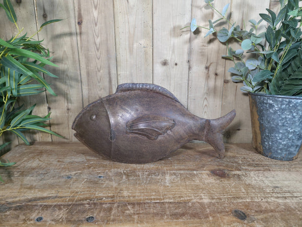 Rustic Reclaimed Recycled Tin Metal Puffer Fish Garden Ornament Sculpture