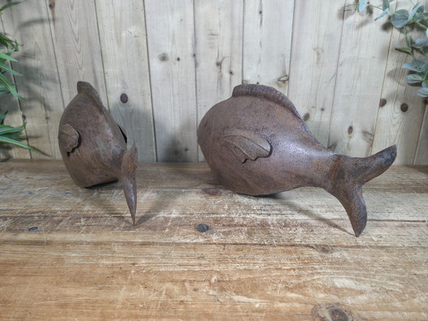 Rustic Reclaimed Recycled Tin Metal Puffer Fish Garden Ornament Sculpture