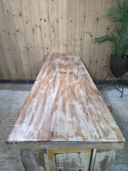 Vintage Reclaimed Indian Hand Carved Solid Wooden Ottoman Blanket Box Trunk