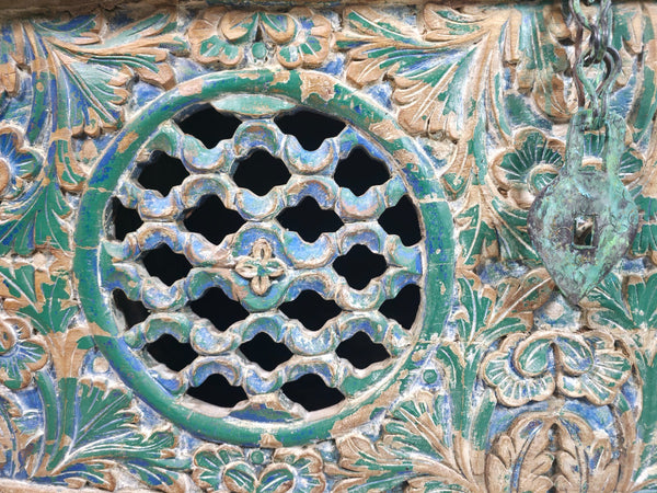 Vintage Reclaimed Indian Hand Carved Solid Wooden Ottoman Blanket Box Trunk