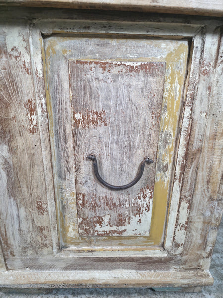 Vintage Reclaimed Indian Hand Carved Solid Wooden Ottoman Blanket Box Trunk