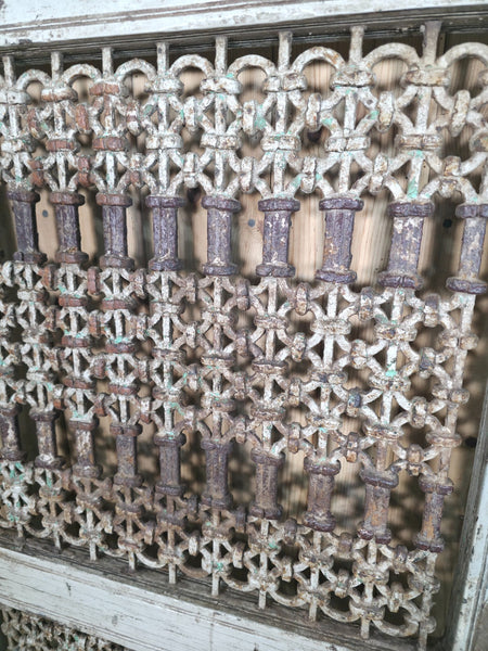 Old Vintage Antique Pair Indian Hardwood Doors Gates With Ironwork Room Divider