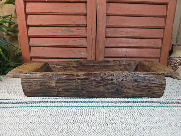 Vintage Rustic Wabi Sabi Hand Made Hardwood Wooden Trough