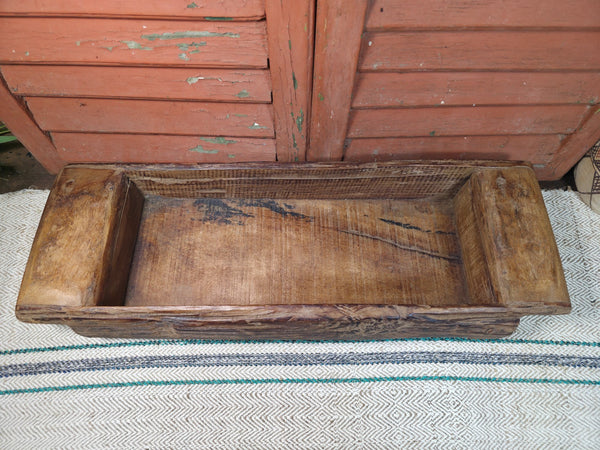 Vintage Rustic Wabi Sabi Hand Made Hardwood Wooden Trough