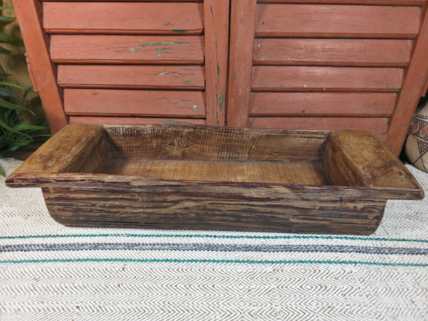 Vintage Rustic Wabi Sabi Hand Made Hardwood Wooden Trough