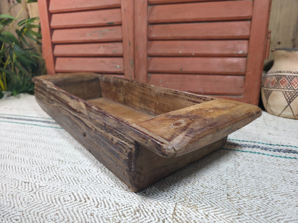 Vintage Rustic Wabi Sabi Hand Made Hardwood Wooden Trough