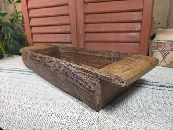 Vintage Rustic Wabi Sabi Hand Made Hardwood Wooden Trough