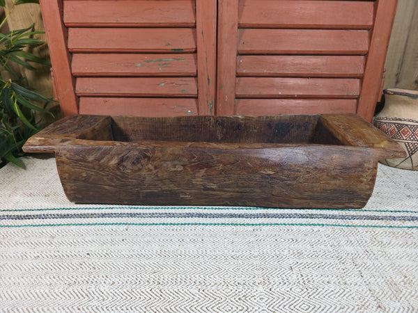 Vintage Rustic Wabi Sabi Hand Made Hardwood Wooden Trough