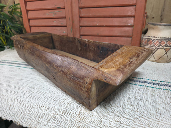 Vintage Rustic Wabi Sabi Hand Made Hardwood Wooden Trough