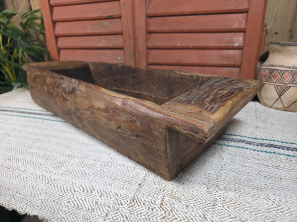 Vintage Rustic Wabi Sabi Hand Made Hardwood Wooden Trough