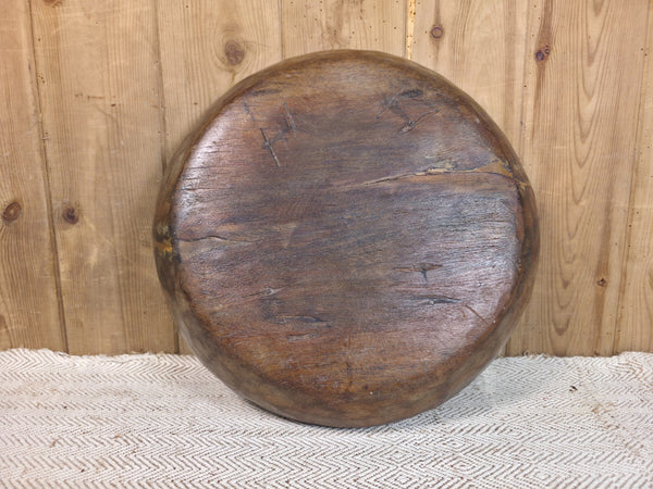 Vintage Rustic Wabi Sabi Indian Hand Carved Wooden Dough Bowl