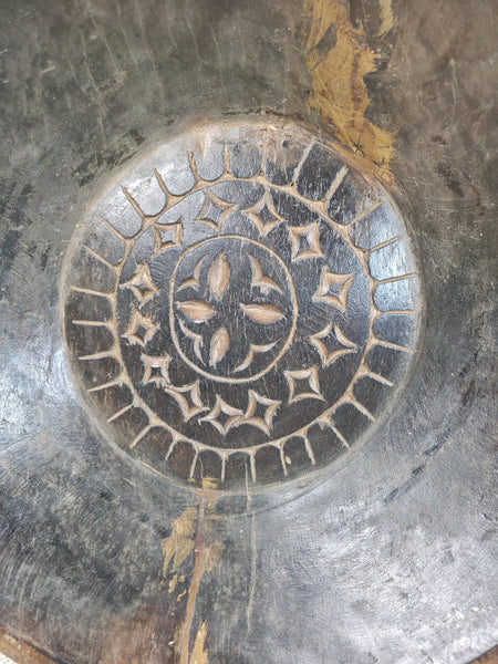 Vintage Rustic Wabi Sabi Indian Hand Carved Wooden Dough Bowl