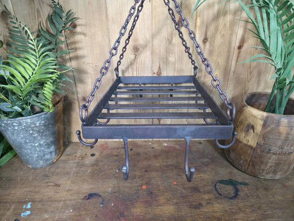 Rustic Vintage Style Hand Made Metal Hanging Farmhouse Pot Utensil Rack Holder