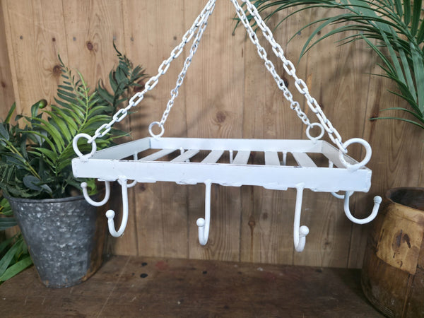 Rustic Vintage Style Hand Made Metal Hanging Farmhouse Pot Utensil Rack Holder