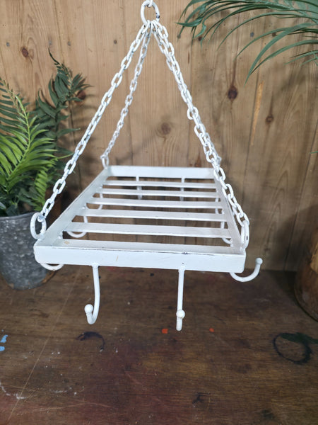 Rustic Vintage Style Hand Made Metal Hanging Farmhouse Pot Utensil Rack Holder