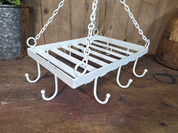Rustic Vintage Style Hand Made Metal Hanging Farmhouse Pot Utensil Rack Holder