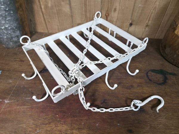 Rustic Vintage Style Hand Made Metal Hanging Farmhouse Pot Utensil Rack Holder