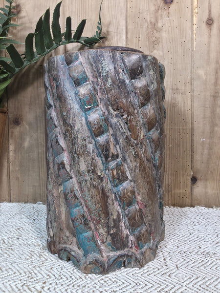 Vintage Reclaimed Antique Rustic Wabi Sabi Hand Carved Wooden Column Door Stop