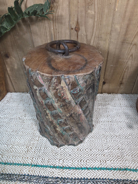 Vintage Reclaimed Antique Rustic Wabi Sabi Hand Carved Wooden Column Door Stop