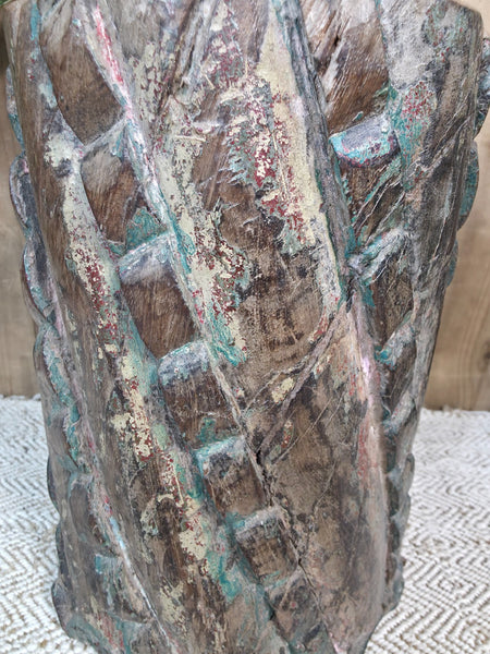 Vintage Reclaimed Antique Rustic Wabi Sabi Hand Carved Wooden Column Door Stop