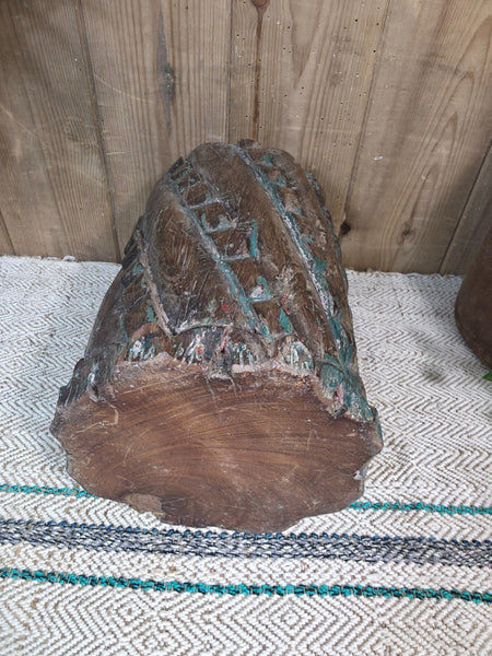 Vintage Reclaimed Antique Rustic Wabi Sabi Hand Carved Wooden Column Door Stop